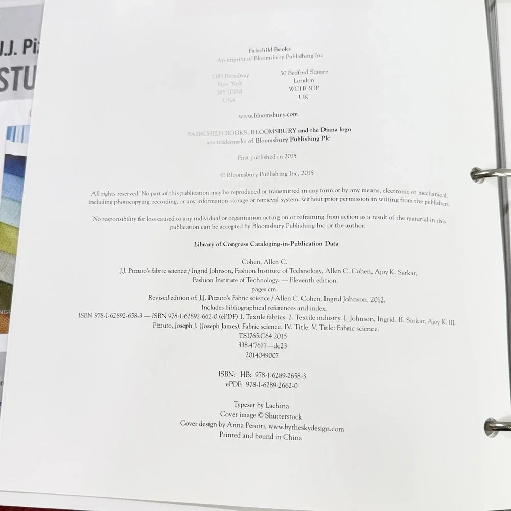 Fabric Science 11th Edition J.J. Pizzulto's Spiral Bound Book Online Access Code